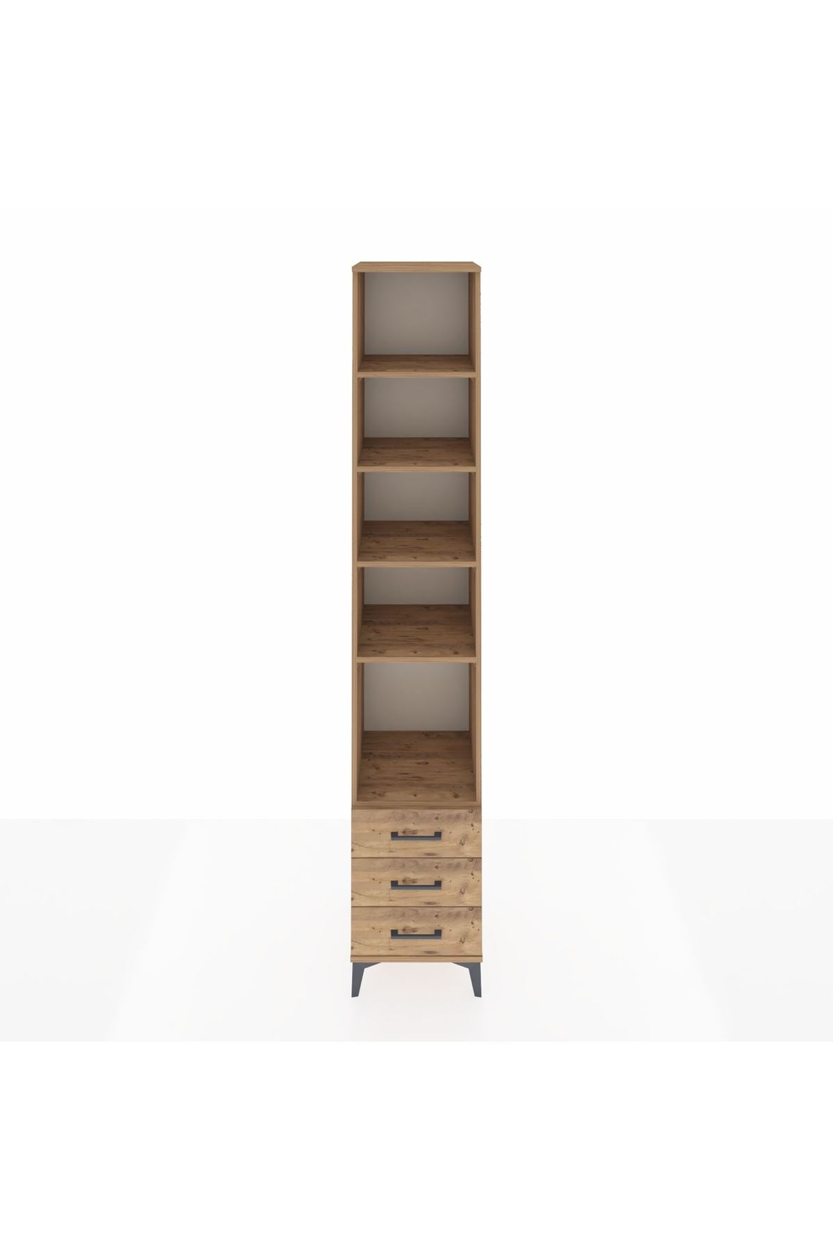 Hyperion Dolap 5 Raflı 3 Çekmeceli 44x44x243 Çam-Çam