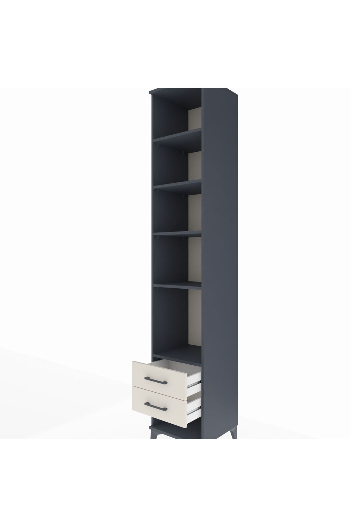 Hyperion Dolap 5 Raflı 2 Çekmeceli 44x44x243 Antrasit-Aytaşı