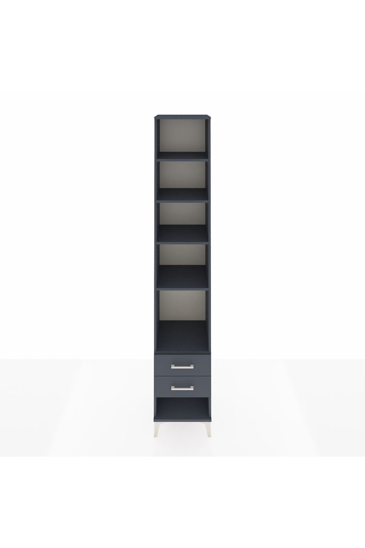 Hyperion Dolap 5 Raflı 2 Çekmeceli 44x44x243 Antrasit-Antrasit