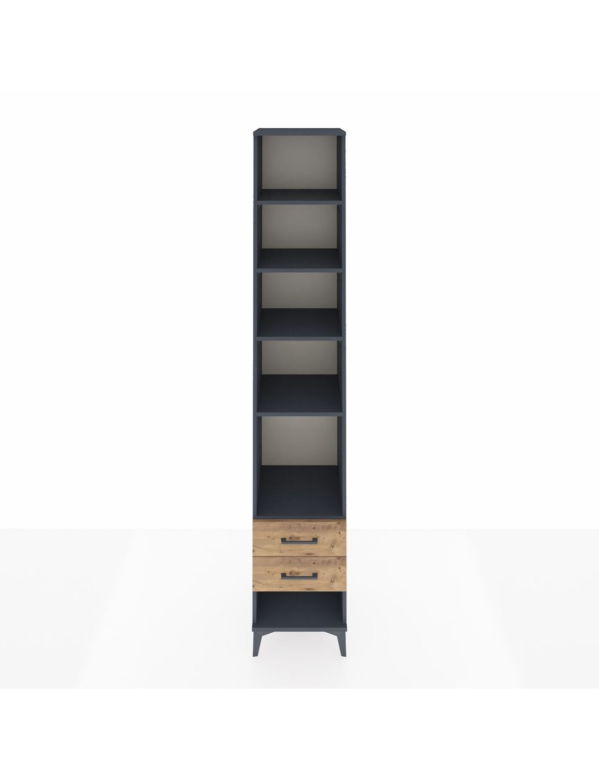 Hyperion Dolap 5 Raflı 2 Çekmeceli 44x44x243 Antrasit-Çam