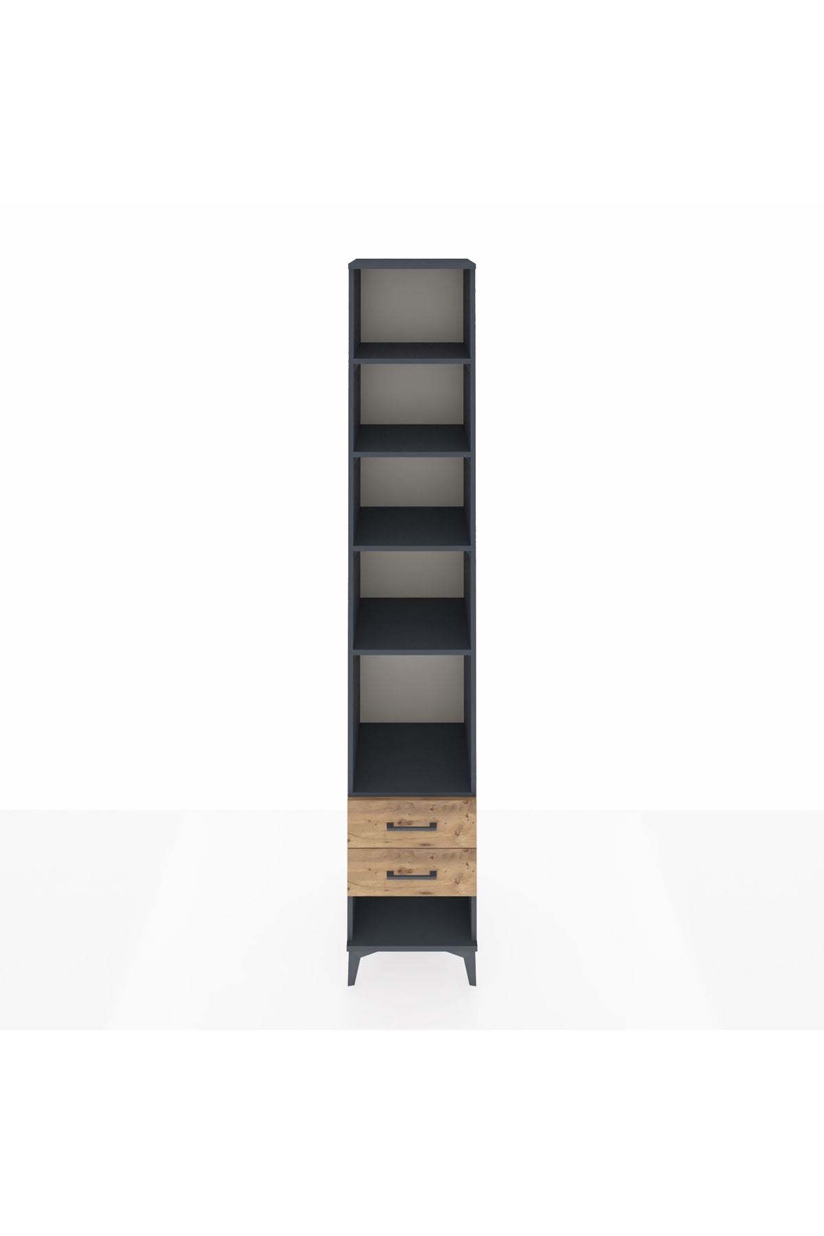 Hyperion Dolap 5 Raflı 2 Çekmeceli 44x44x243 Antrasit-Çam