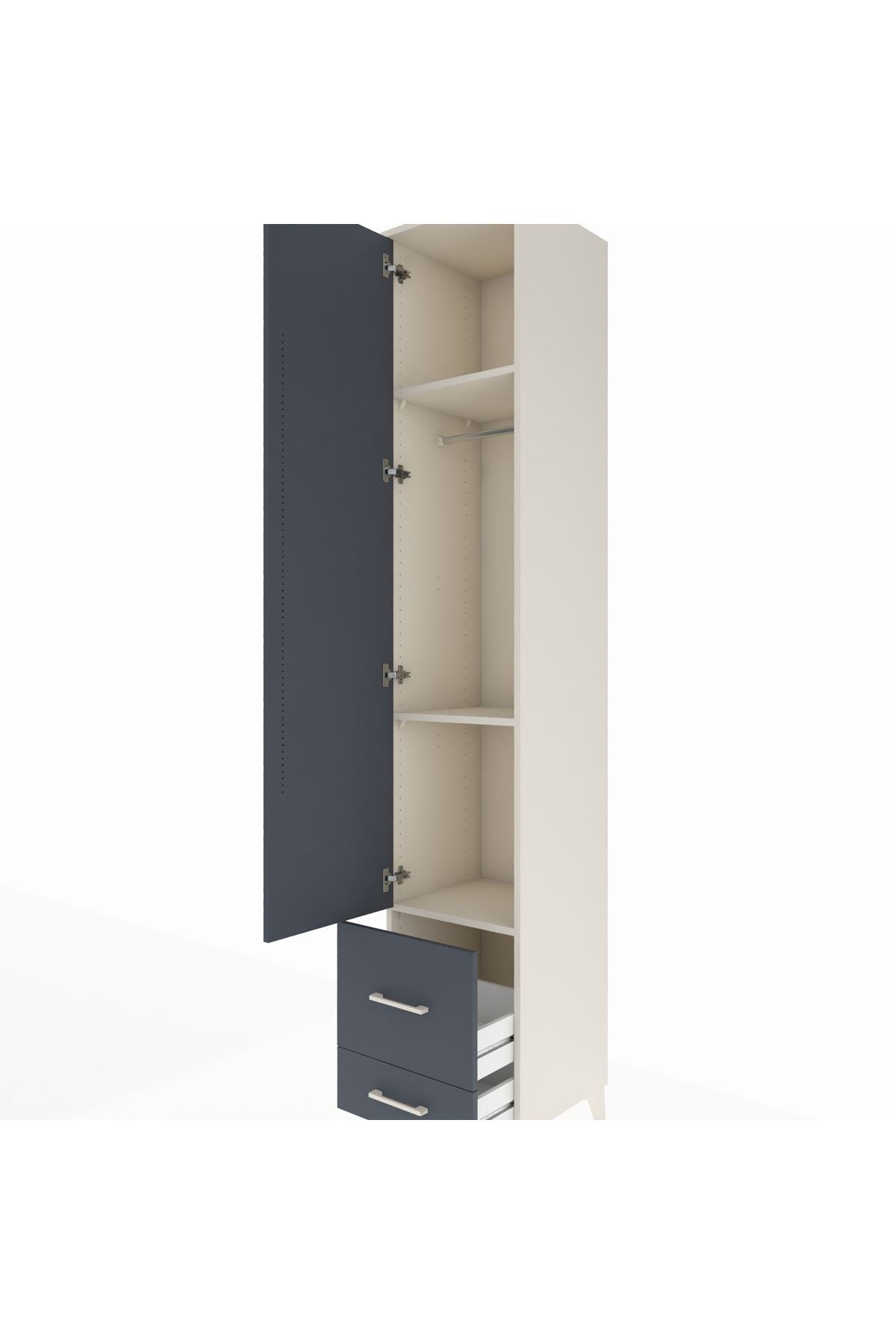 Hyperion Dolap 3 Raflı 2 Çekmeceli Tek Askılı 44x44x243 Aytaşı-Antrasit