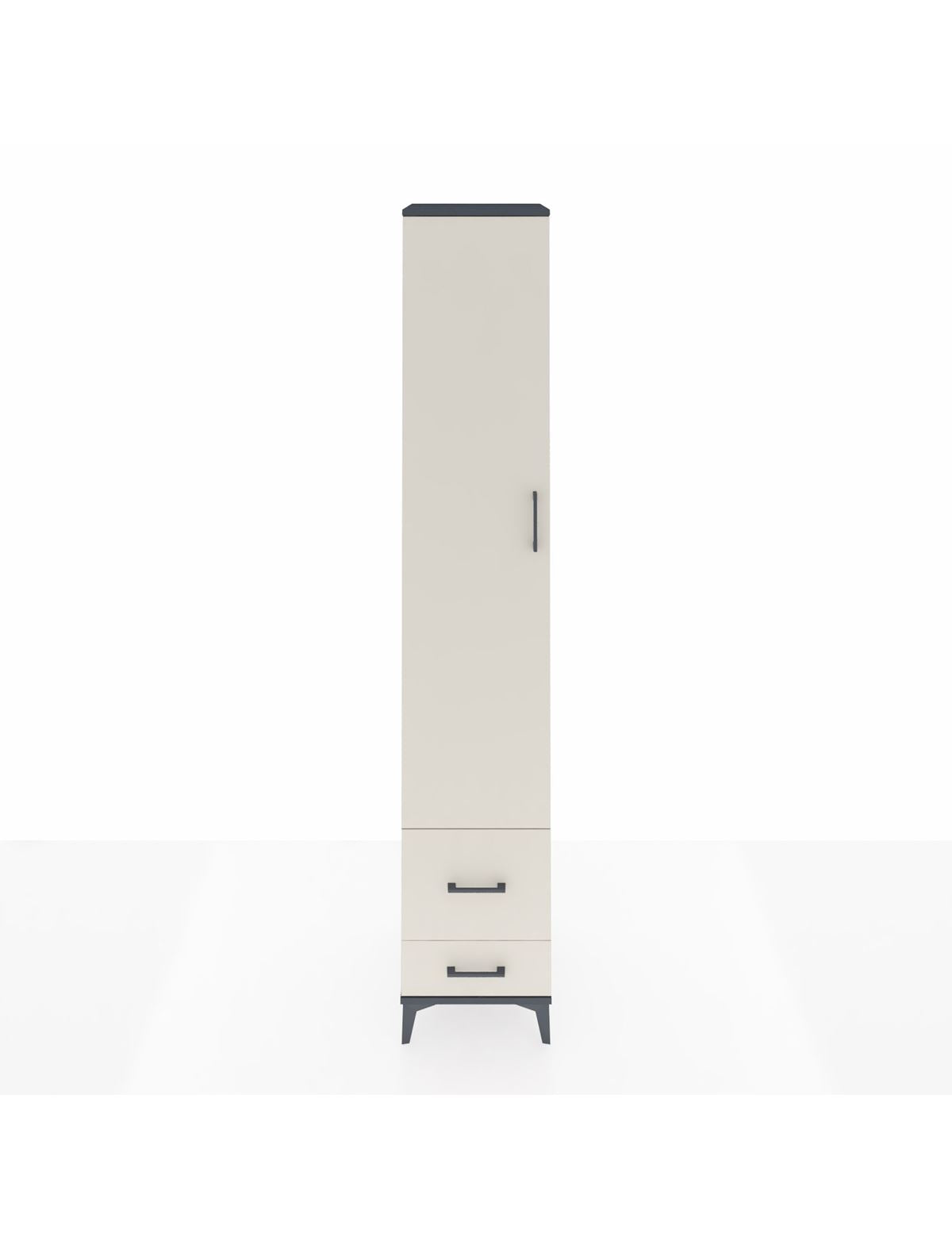 Hyperion Dolap 3 Raflı 2 Çekmeceli Tek Askılı 44x44x243 Antrasit-Aytaşı