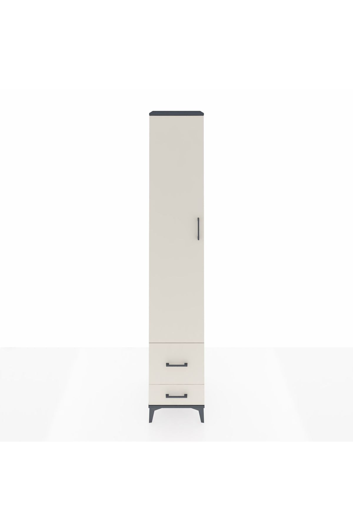 Hyperion Dolap 3 Raflı 2 Çekmeceli Tek Askılı 44x44x243 Antrasit-Aytaşı