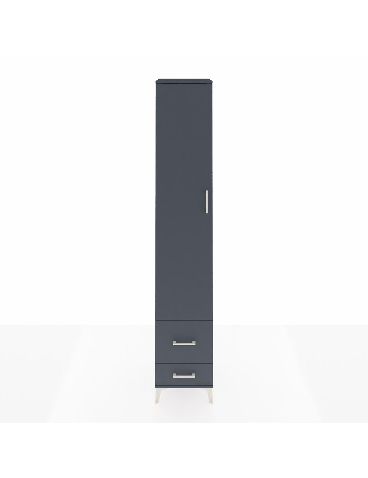 Hyperion Dolap 3 Raflı 2 Çekmeceli Tek Askılı 44x44x243 Antrasit-Antrasit