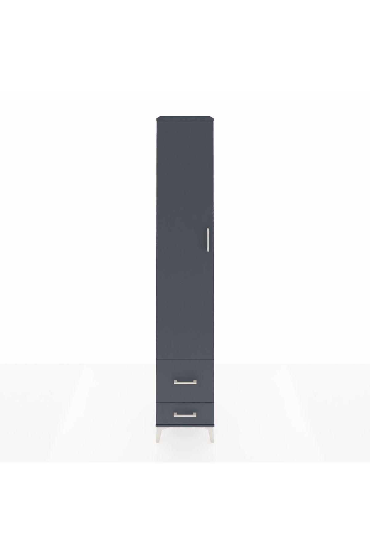 Hyperion Dolap 3 Raflı 2 Çekmeceli Tek Askılı 44x44x243 Antrasit-Antrasit