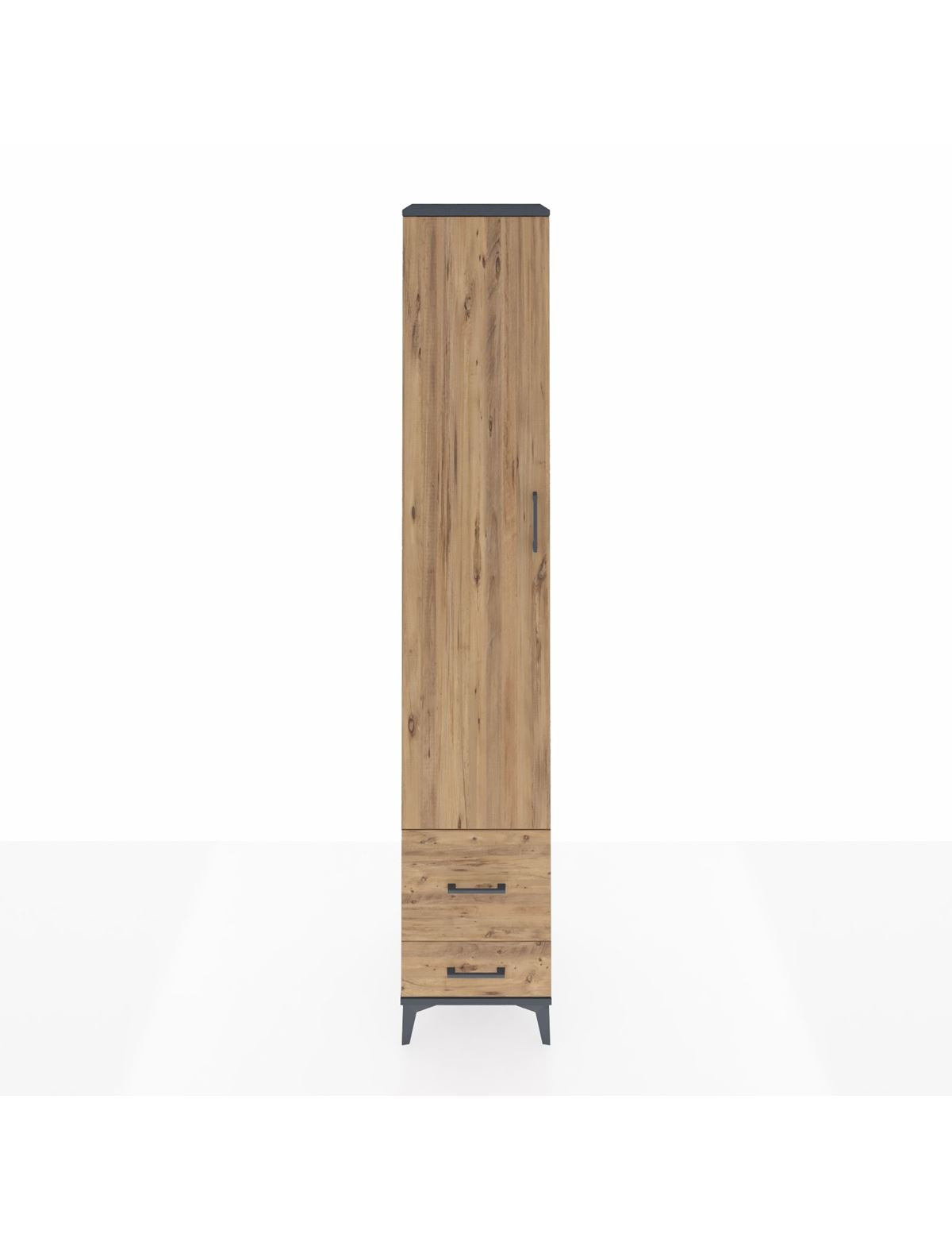 Hyperion Dolap 3 Raflı 2 Çekmeceli Tek Askılı 44x44x243 Antrasit-Çam