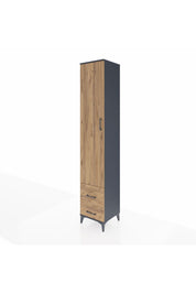 Hyperion Dolap 3 Raflı 2 Çekmeceli Tek Askılı 44x44x243 Antrasit-Çam