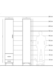 Hyperion Dolap 3 Raflı 2 Çekmeceli Tek Askılı 44x44x243 Antrasit-Çam