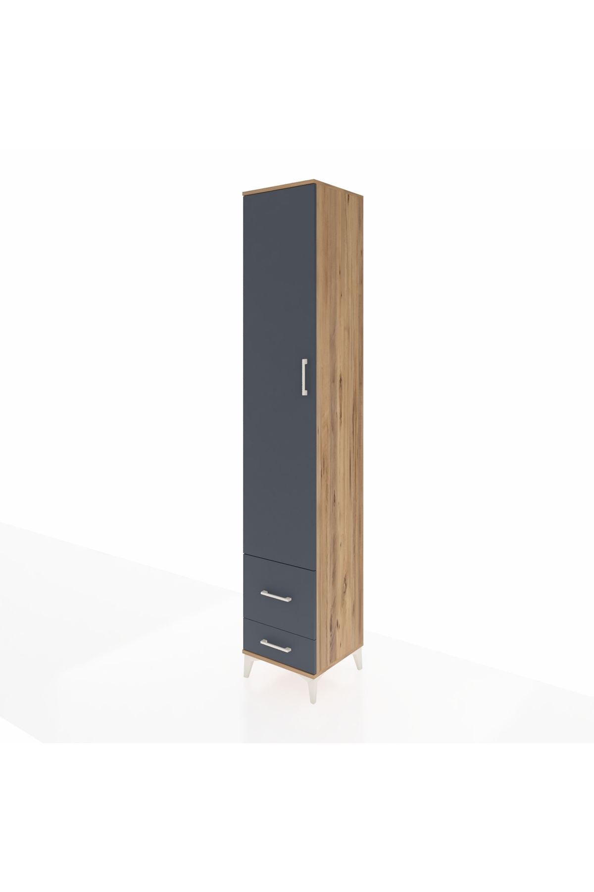 Hyperion Dolap 3 Raflı 2 Çekmeceli Tek Askılı 44x44x243 Çam-Antrasit