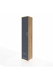 Hyperion Dolap 3 Raflı 2 Çekmeceli Tek Askılı 44x44x243 Çam-Antrasit