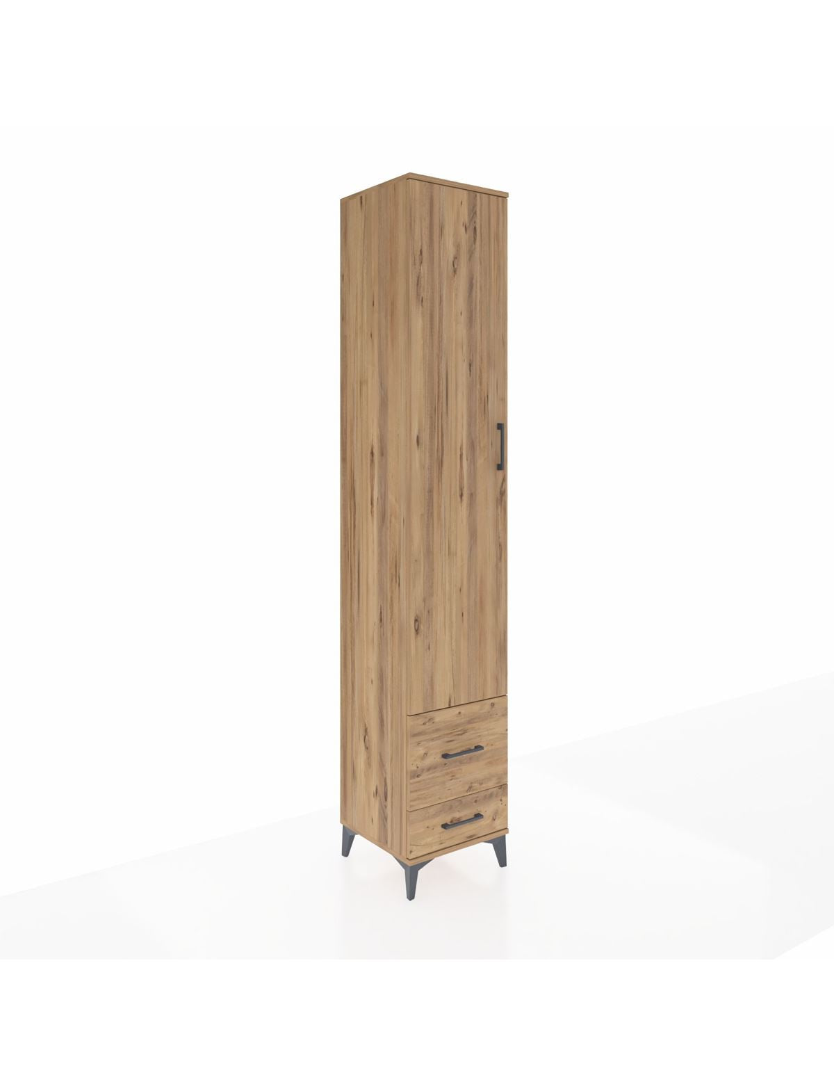 Hyperion Dolap 3 Raflı 2 Çekmeceli Tek Askılı 44x44x243 Çam-Çam