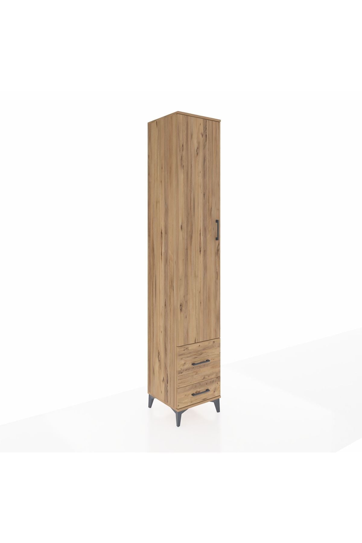 Hyperion Dolap 3 Raflı 2 Çekmeceli Tek Askılı 44x44x243 Çam-Çam