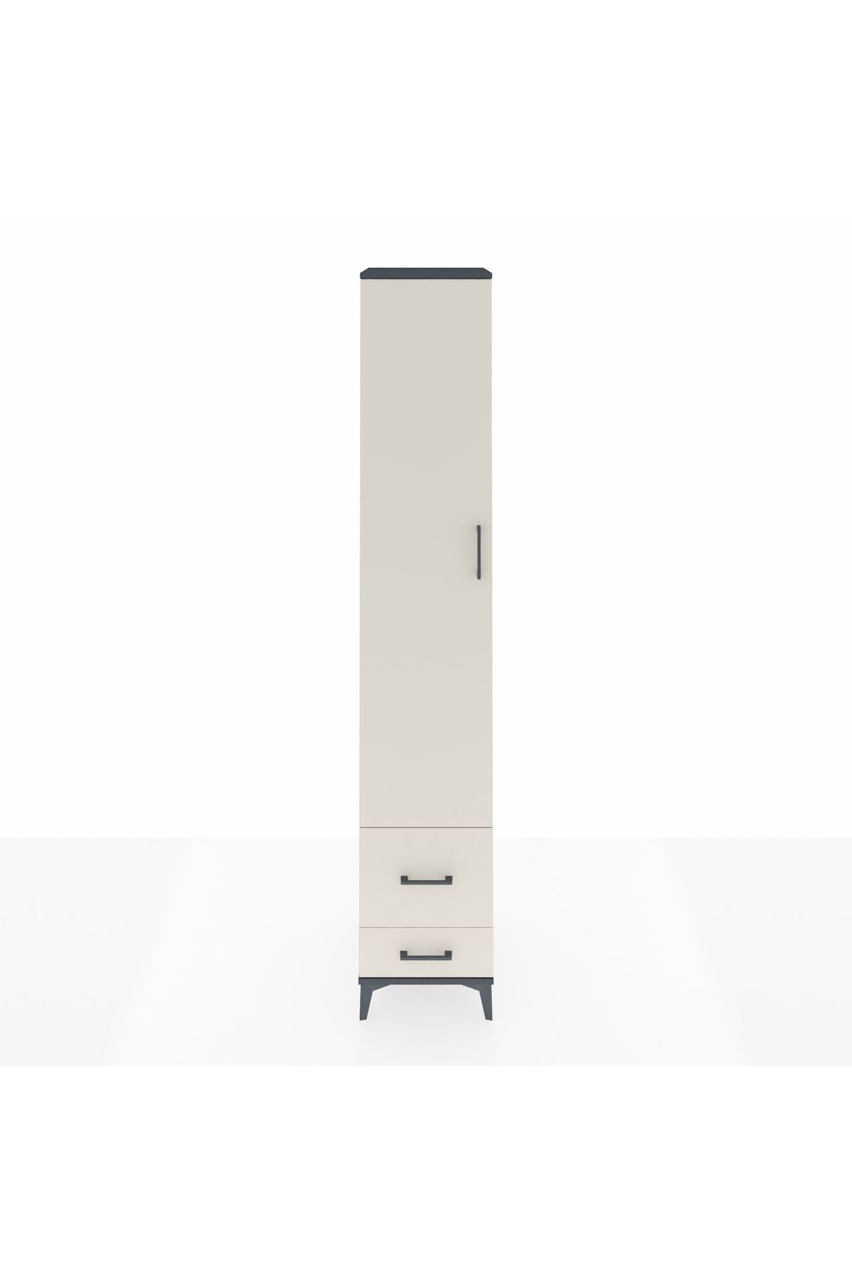 Hyperion Dolap 5 Raflı 2 Çekmeceli Tek Kapaklı 44x44x243 Antrasit-Aytaşı