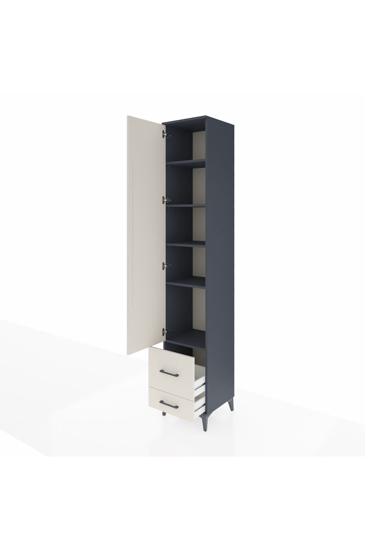 Hyperion Dolap 5 Raflı 2 Çekmeceli Tek Kapaklı 44x44x243 Antrasit-Aytaşı