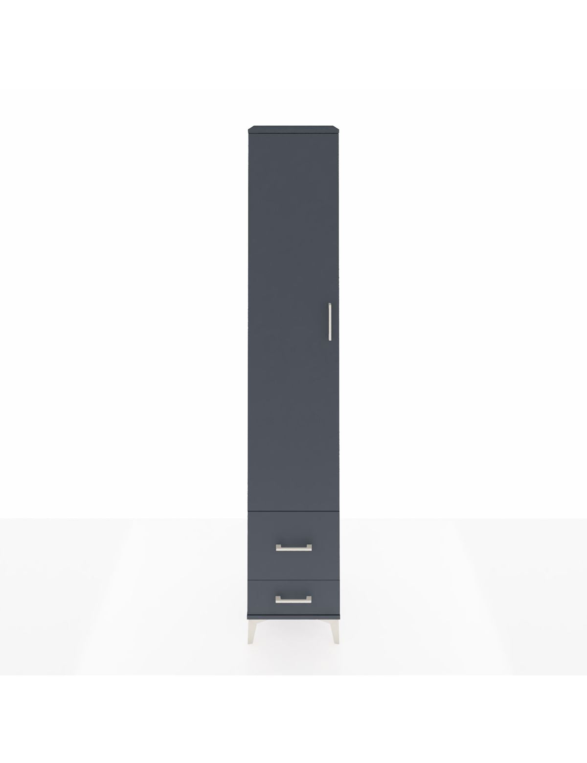 Hyperion Dolap 5 Raflı 2 Çekmeceli Tek Kapaklı 44x44x243 Antrasit-Antrasit