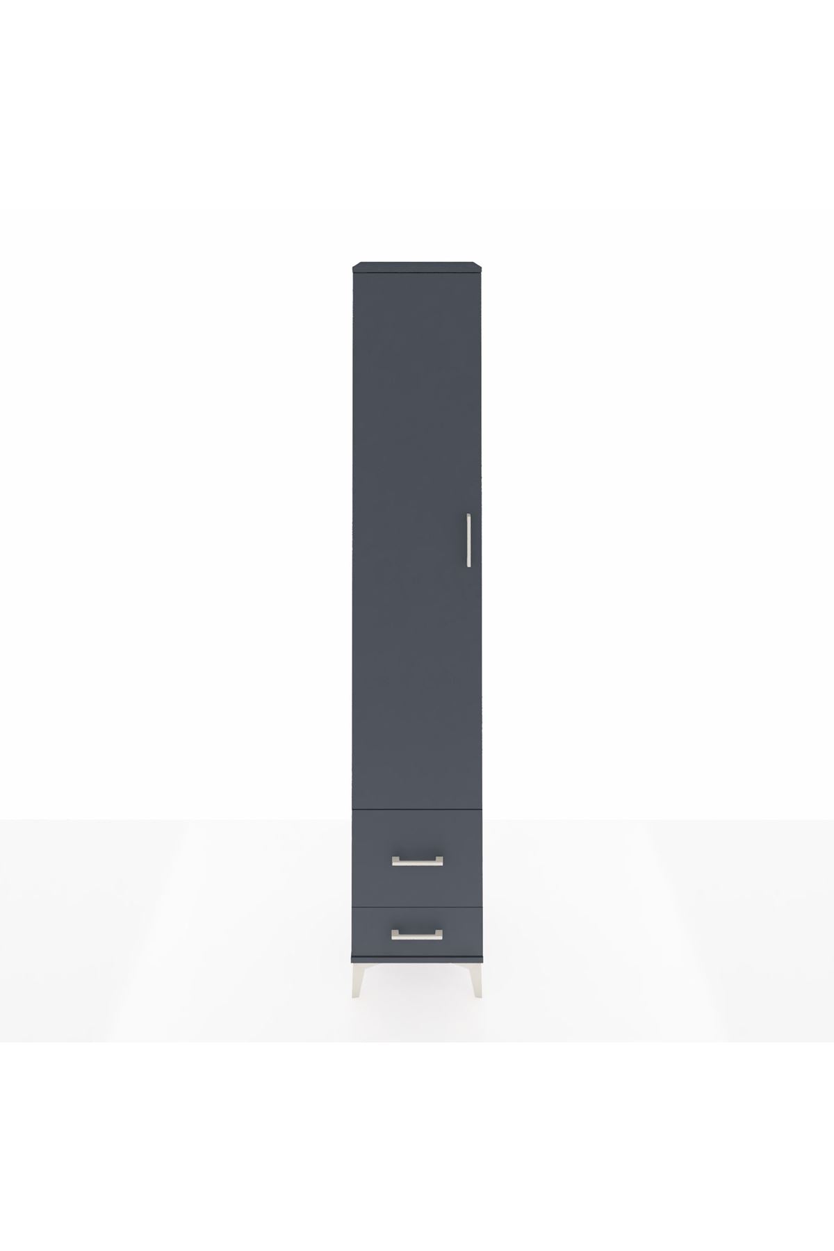 Hyperion Dolap 5 Raflı 2 Çekmeceli Tek Kapaklı 44x44x243 Antrasit-Antrasit