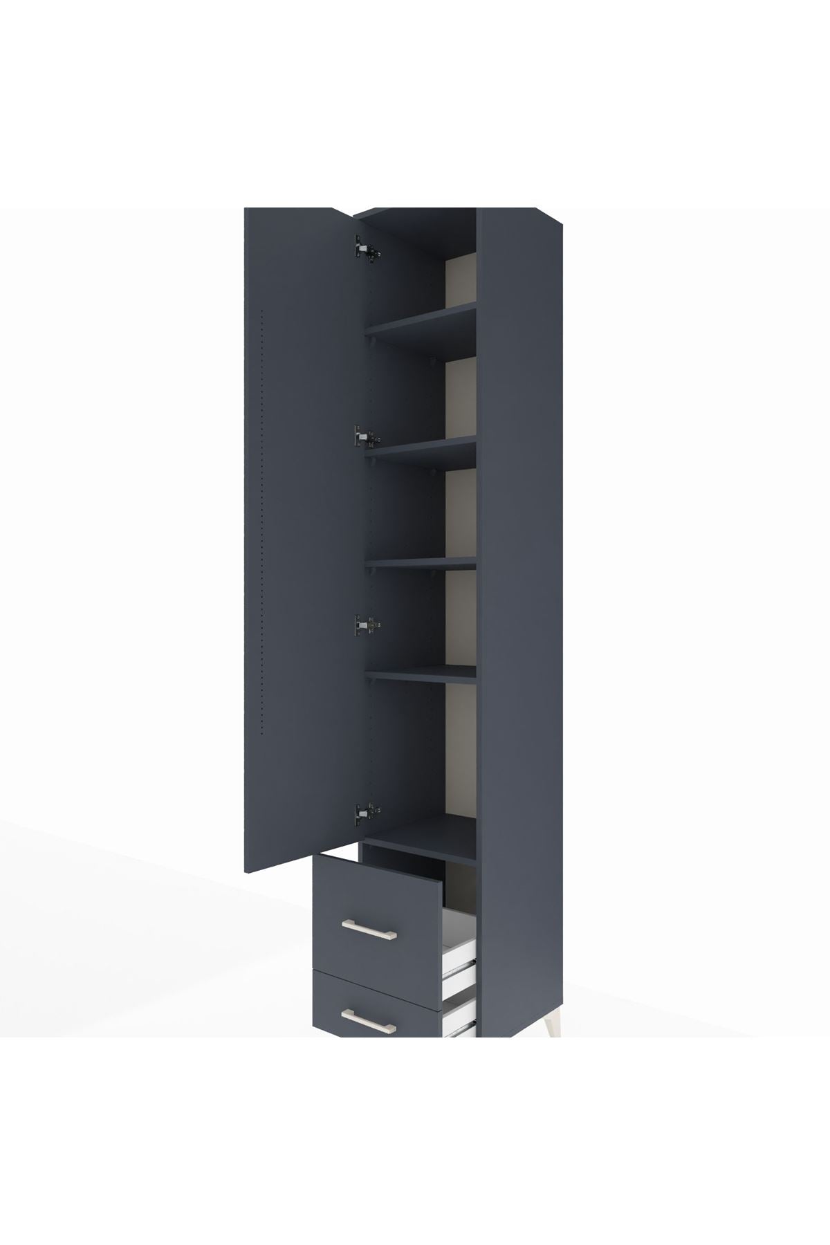 Hyperion Dolap 5 Raflı 2 Çekmeceli Tek Kapaklı 44x44x243 Antrasit-Antrasit