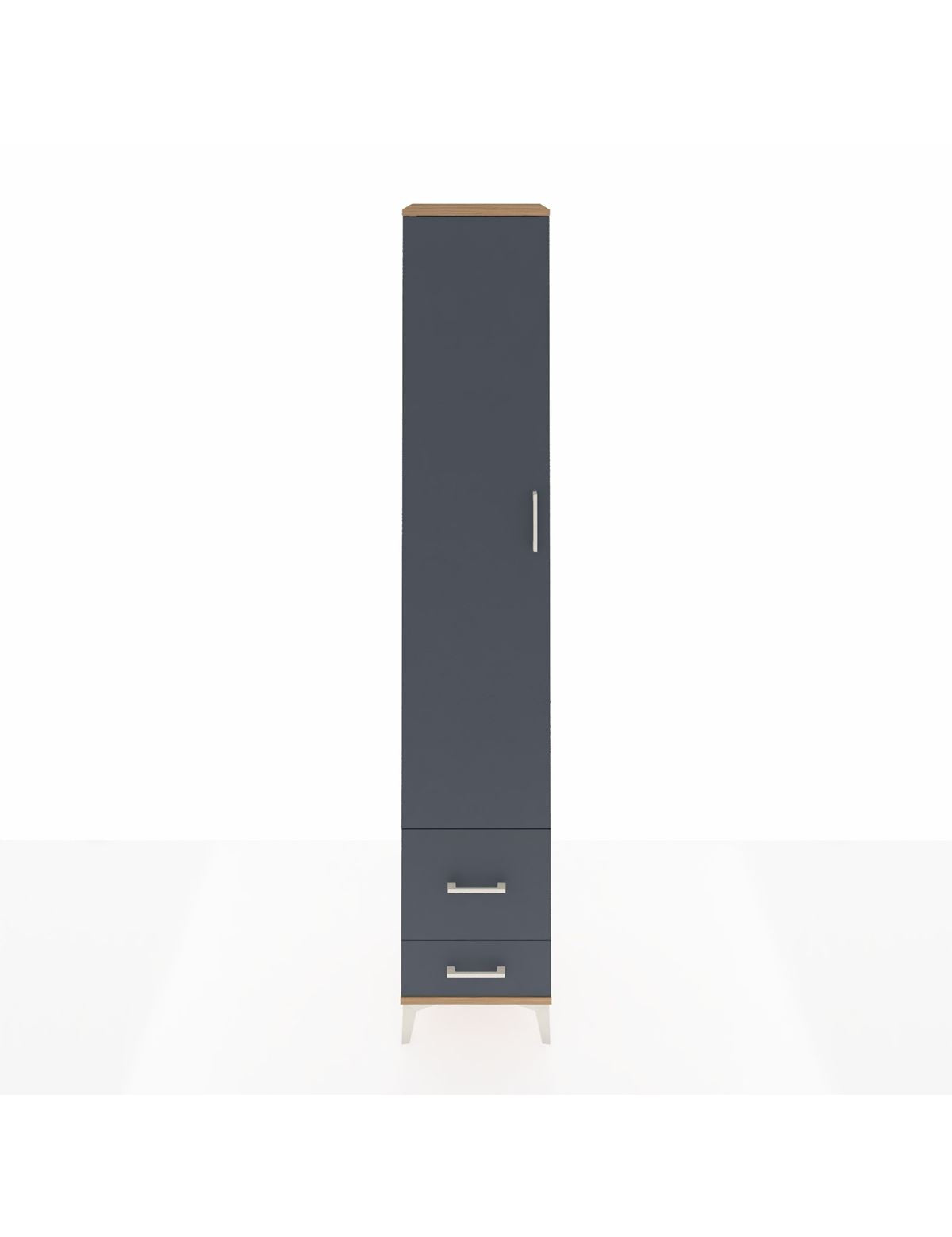 Hyperion Dolap 5 Raflı 2 Çekmeceli Tek Kapaklı 44x44x243 Çam-Antrasit