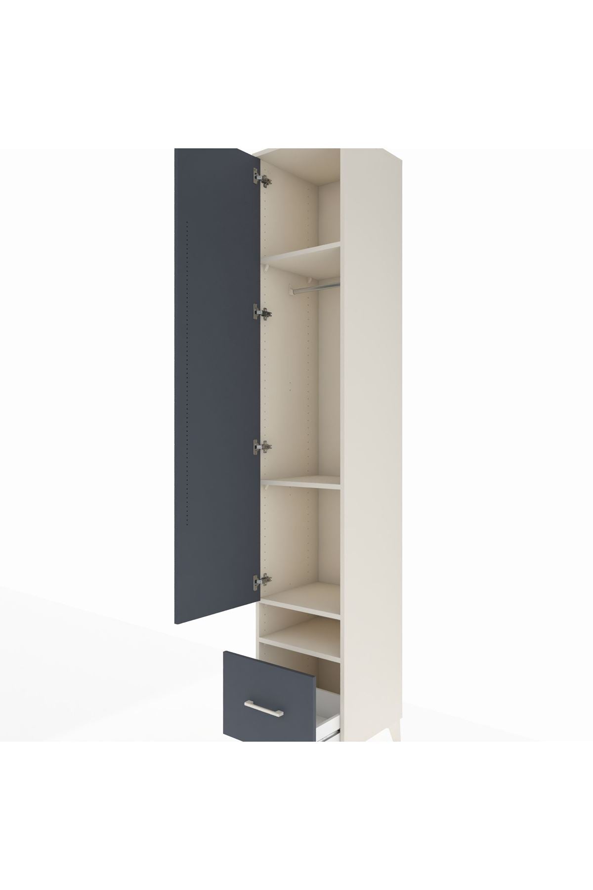 Hyperion Dolap 4 Raflı Tek Çekmeceli Tek Askılı 44x44x243 Aytaşı-Antrasit