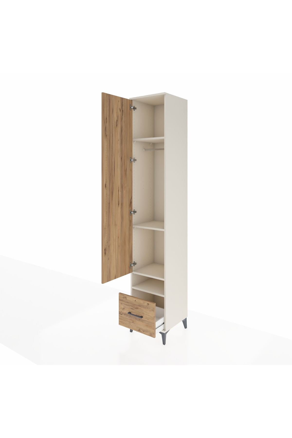 Hyperion Dolap 4 Raflı Tek Çekmeceli Tek Askılı 44x44x243 Aytaşı-Çam