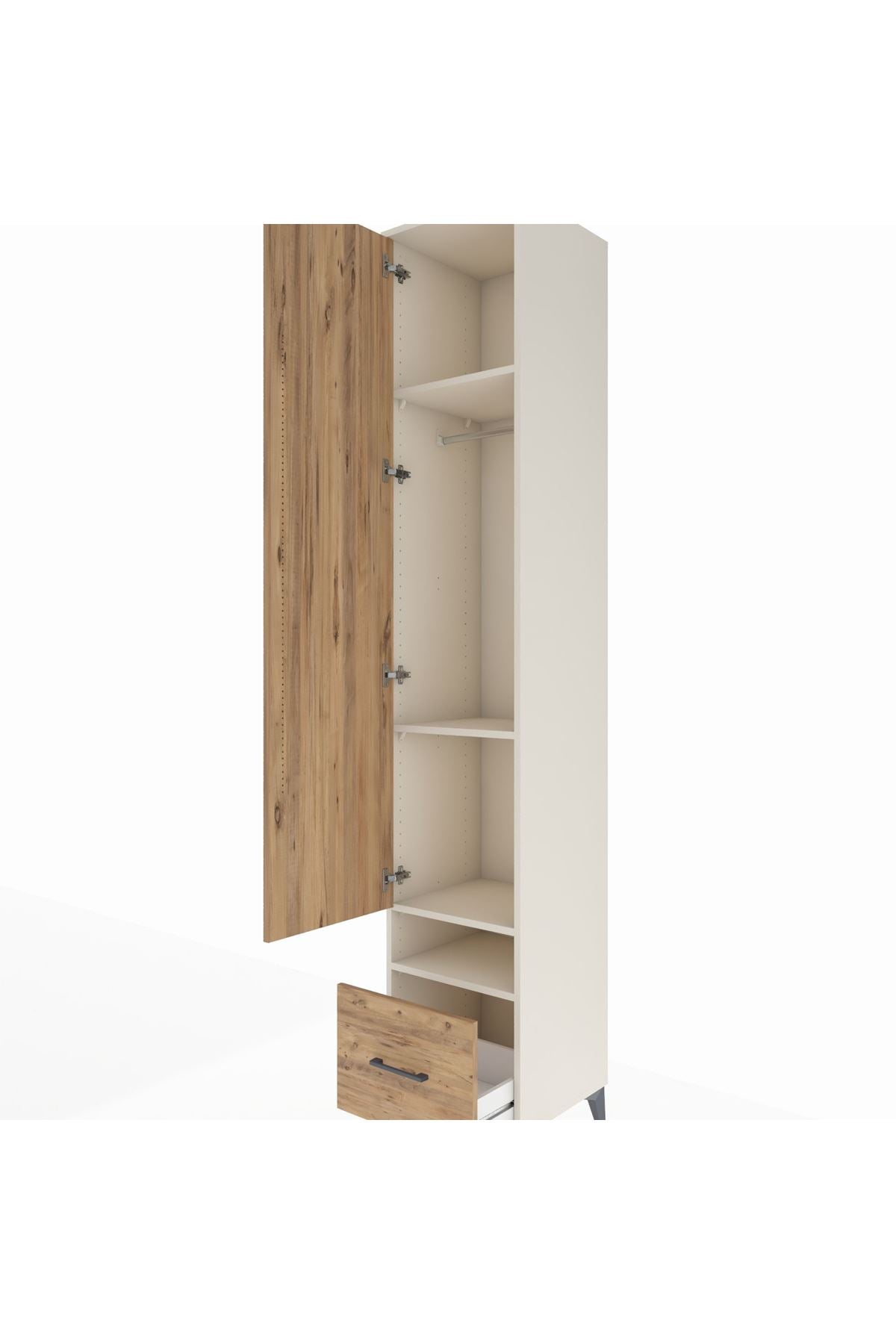 Hyperion Dolap 4 Raflı Tek Çekmeceli Tek Askılı 44x44x243 Aytaşı-Çam