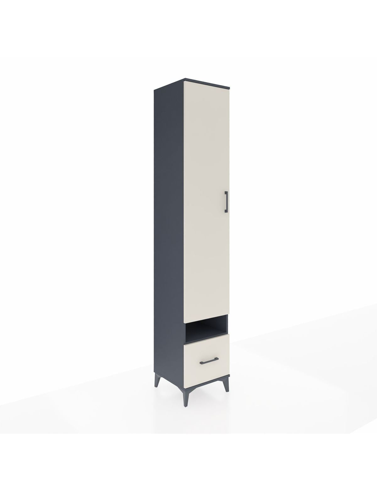 Hyperion Dolap 4 Raflı Tek Çekmeceli Tek Askılı 44x44x243 Antrasit-Aytaşı