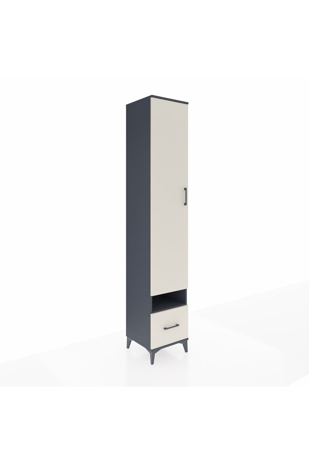 Hyperion Dolap 4 Raflı Tek Çekmeceli Tek Askılı 44x44x243 Antrasit-Aytaşı