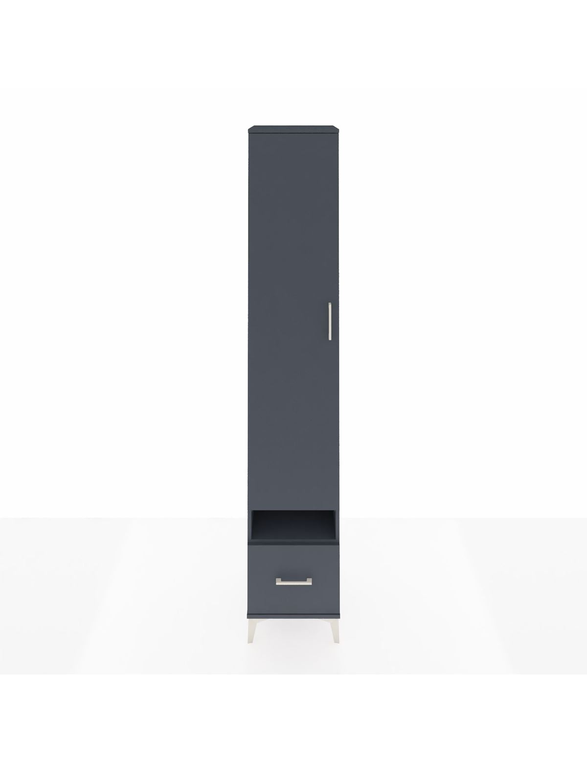 Hyperion Dolap 4 Raflı Tek Çekmeceli Tek Askılı 44x44x243 Antrasit-Antrasit