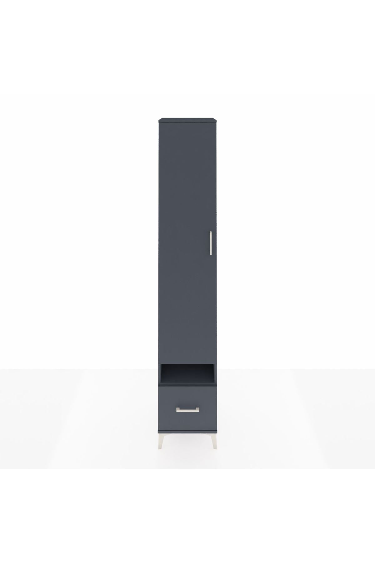 Hyperion Dolap 4 Raflı Tek Çekmeceli Tek Askılı 44x44x243 Antrasit-Antrasit