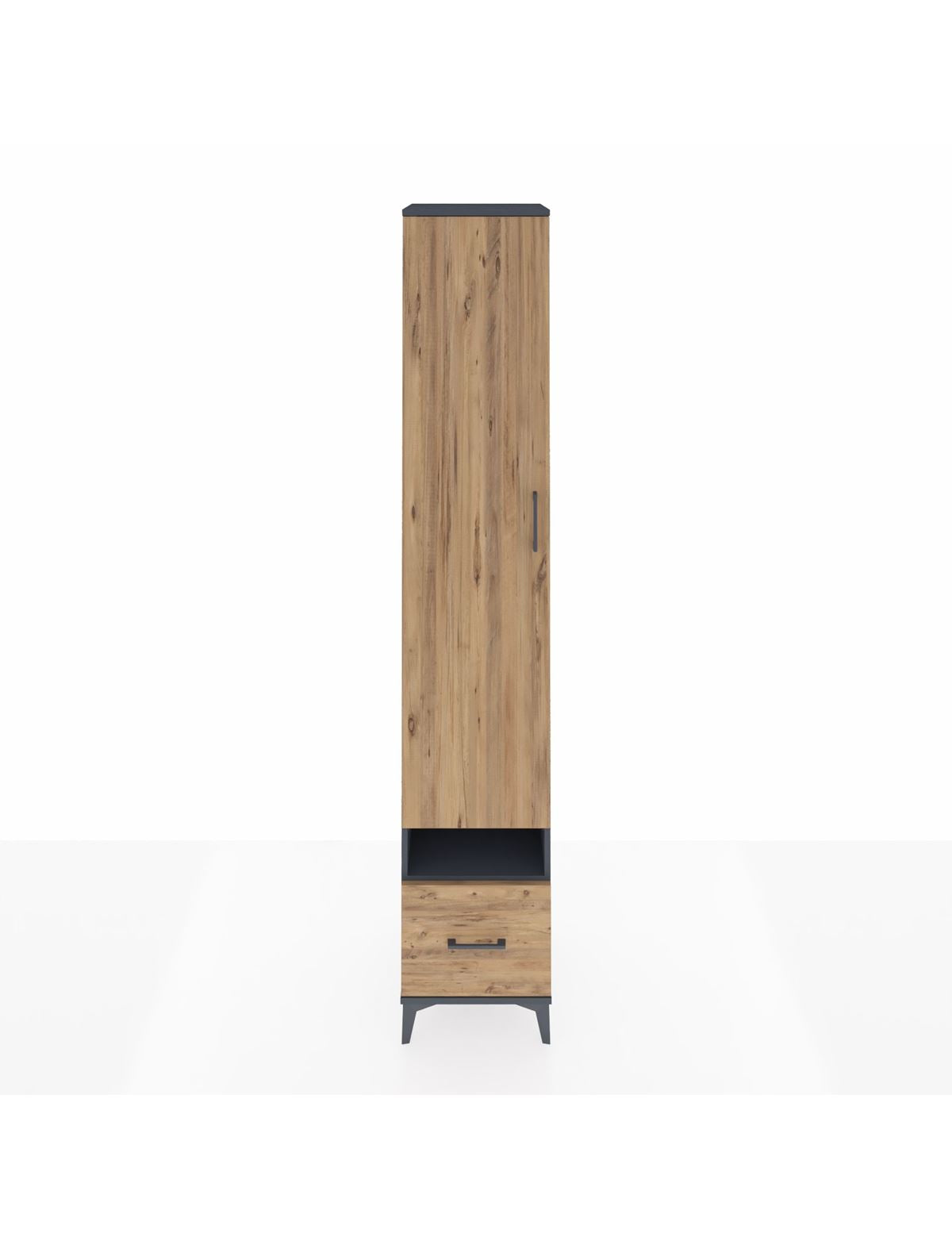 Hyperion Dolap 4 Raflı Tek Çekmeceli Tek Askılı 44x44x243 Antrasit-Çam