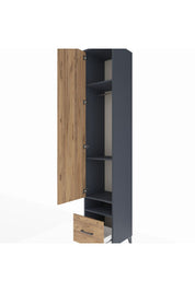 Hyperion Dolap 4 Raflı Tek Çekmeceli Tek Askılı 44x44x243 Antrasit-Çam