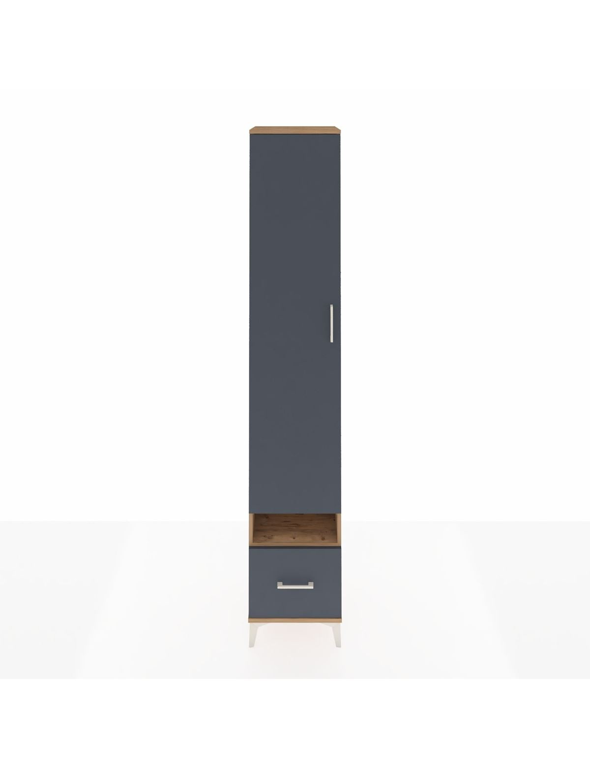 Hyperion Dolap 4 Raflı Tek Çekmeceli Tek Askılı 44x44x243 Çam-Antrasit