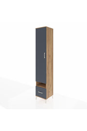 Hyperion Dolap 4 Raflı Tek Çekmeceli Tek Askılı 44x44x243 Çam-Antrasit