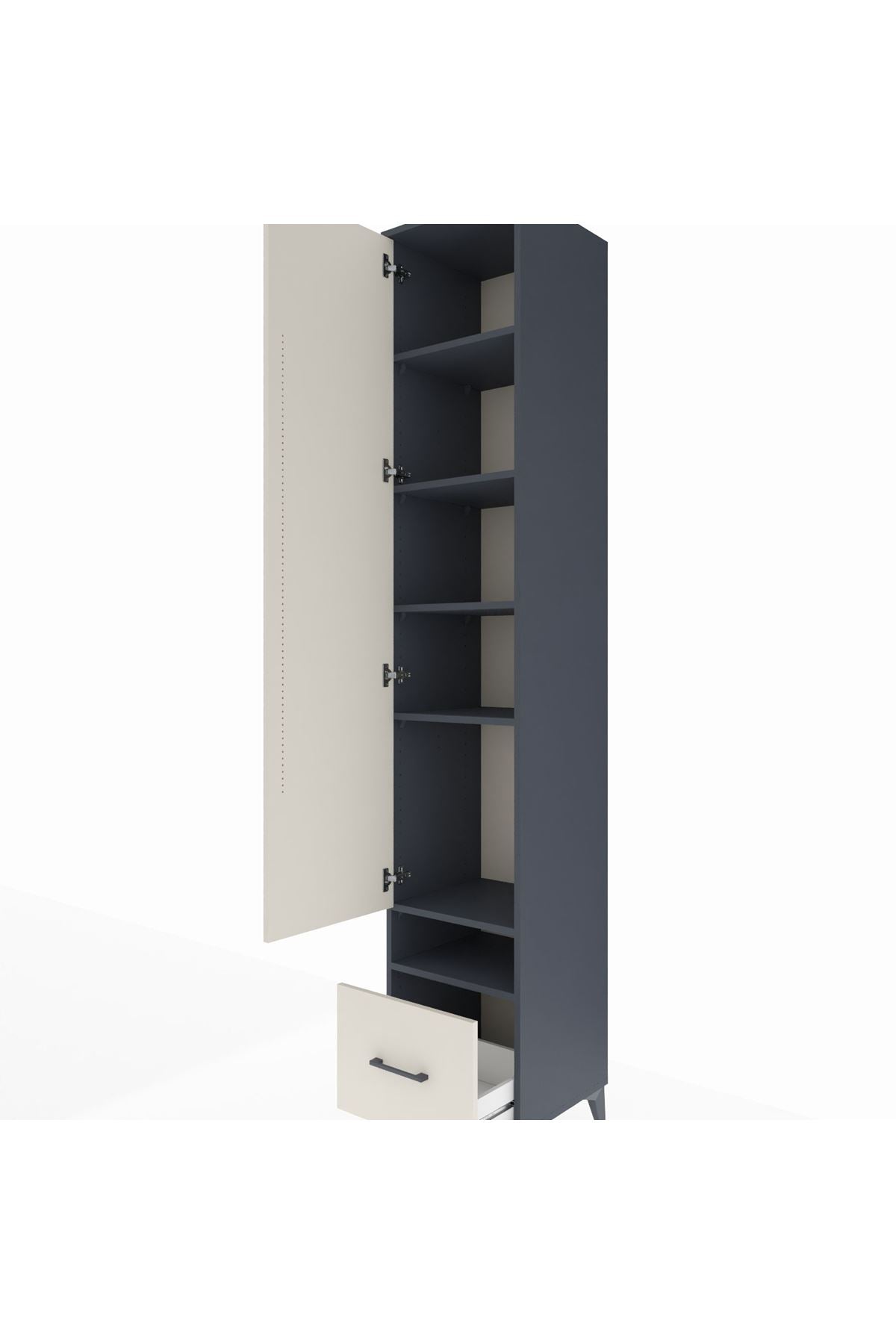 Hyperion Dolap 6 Raflı Tek Çekmeceli Tek Kapaklı 44x44x243 Antrasit-Aytaşı