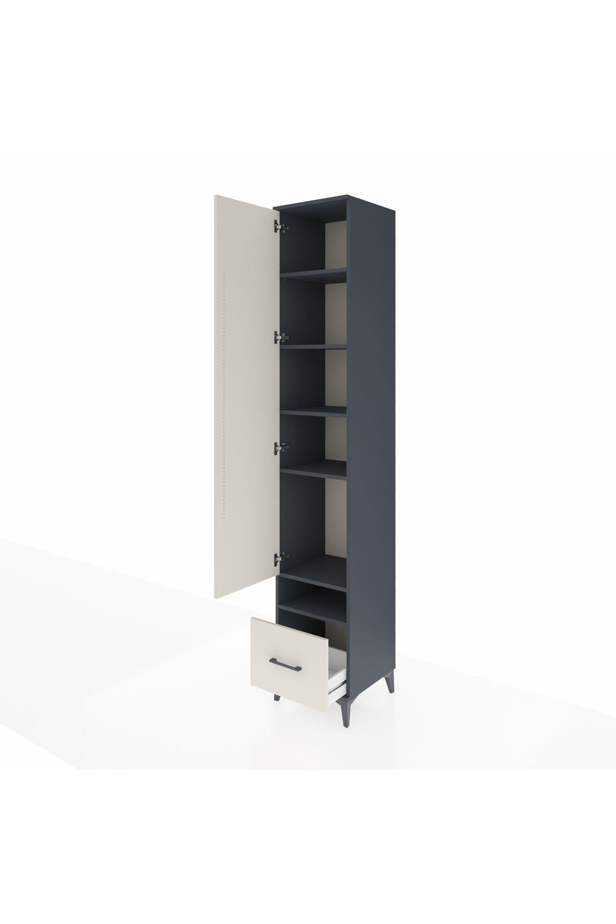 Hyperion Dolap 6 Raflı Tek Çekmeceli Tek Kapaklı 44x44x243 Antrasit-Aytaşı