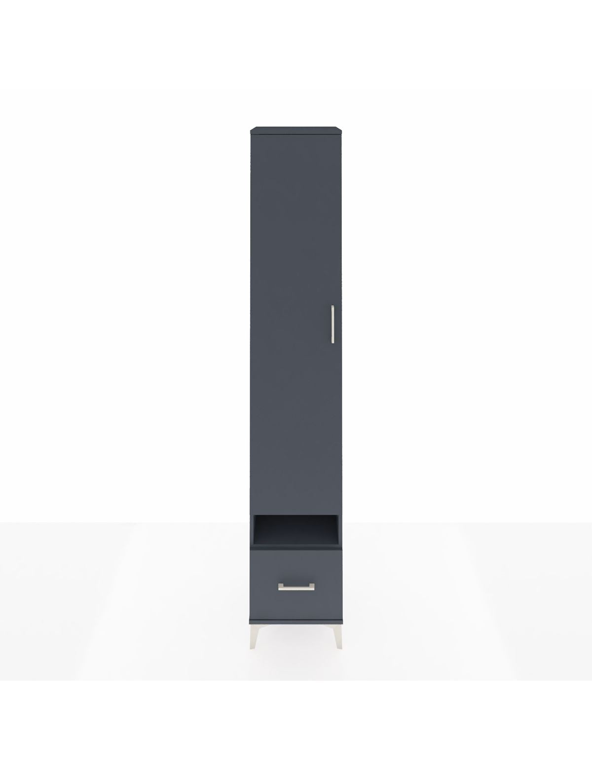 Hyperion Dolap 6 Raflı Tek Çekmeceli Tek Kapaklı 44x44x243 Antrasit-Antrasit