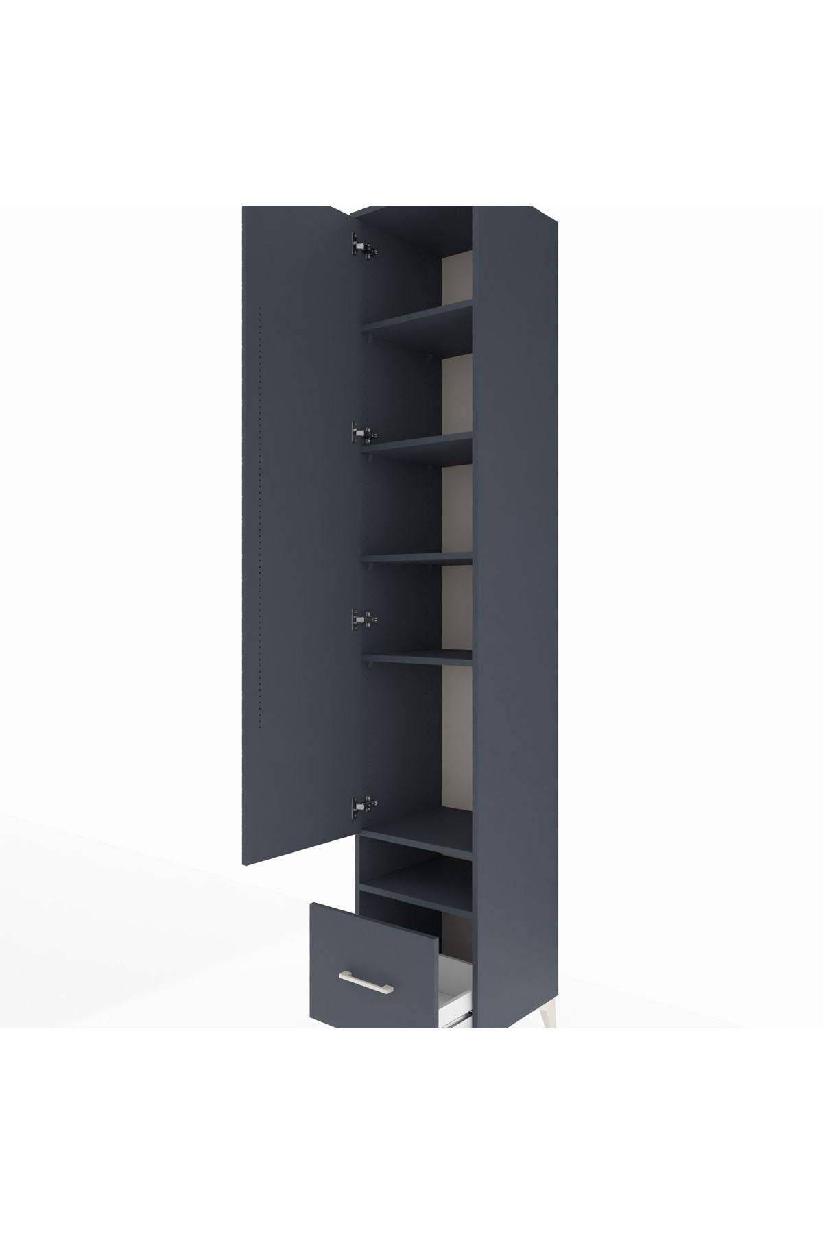 Hyperion Dolap 6 Raflı Tek Çekmeceli Tek Kapaklı 44x44x243 Antrasit-Antrasit