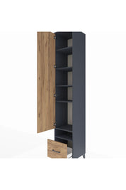 Hyperion Dolap 6 Raflı Tek Çekmeceli Tek Kapaklı 44x44x243 Antrasit-Çam