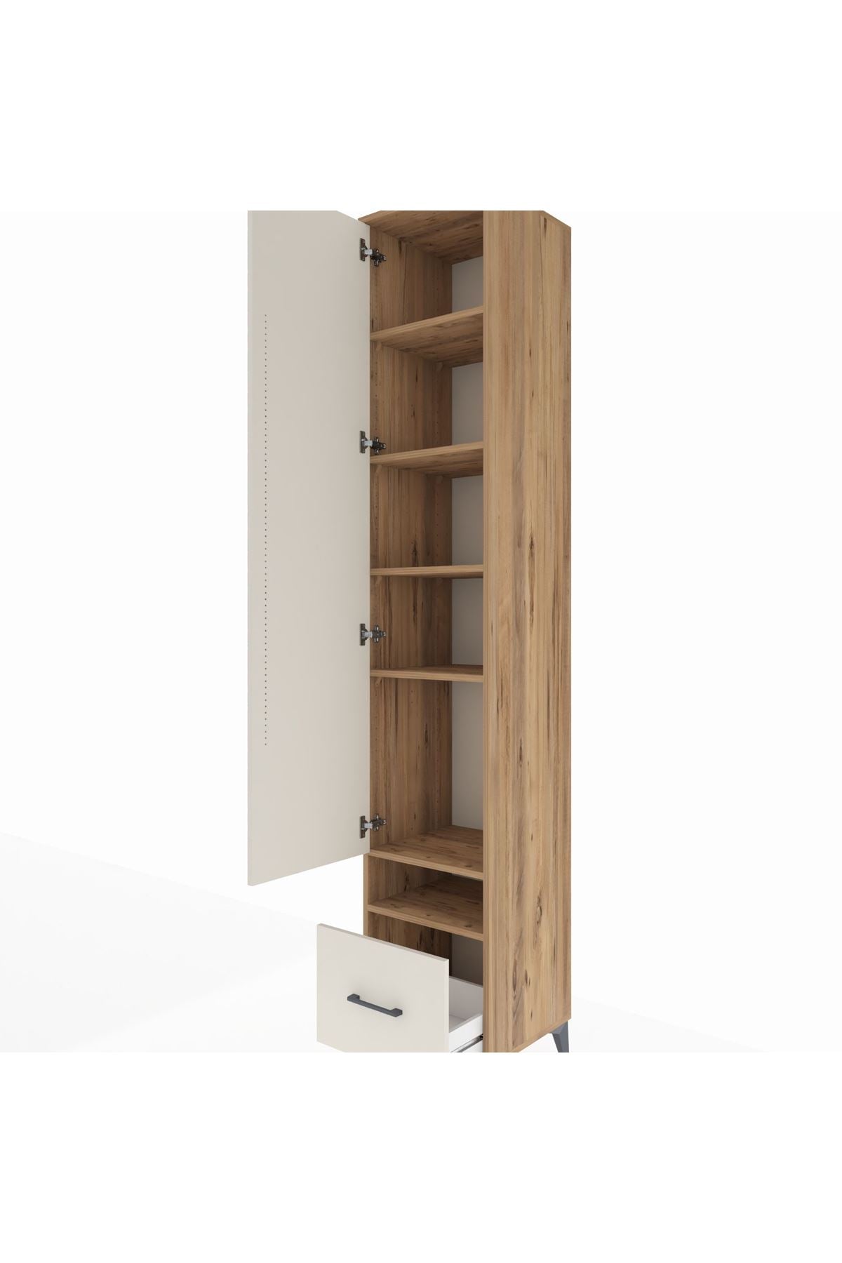 Hyperion Dolap 6 Raflı Tek Çekmeceli Tek Kapaklı 44x44x243 Çam-Aytaşı