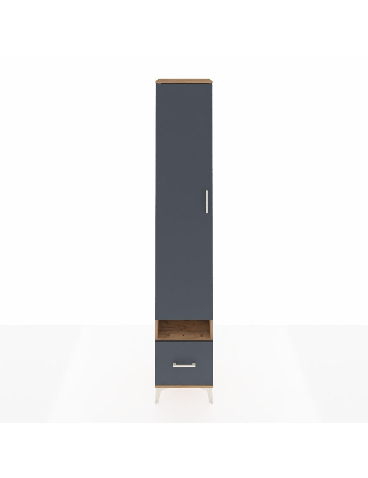 Hyperion Dolap 6 Raflı Tek Çekmeceli Tek Kapaklı 44x44x243 Çam-Antrasit