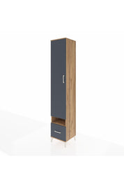 Hyperion Dolap 6 Raflı Tek Çekmeceli Tek Kapaklı 44x44x243 Çam-Antrasit