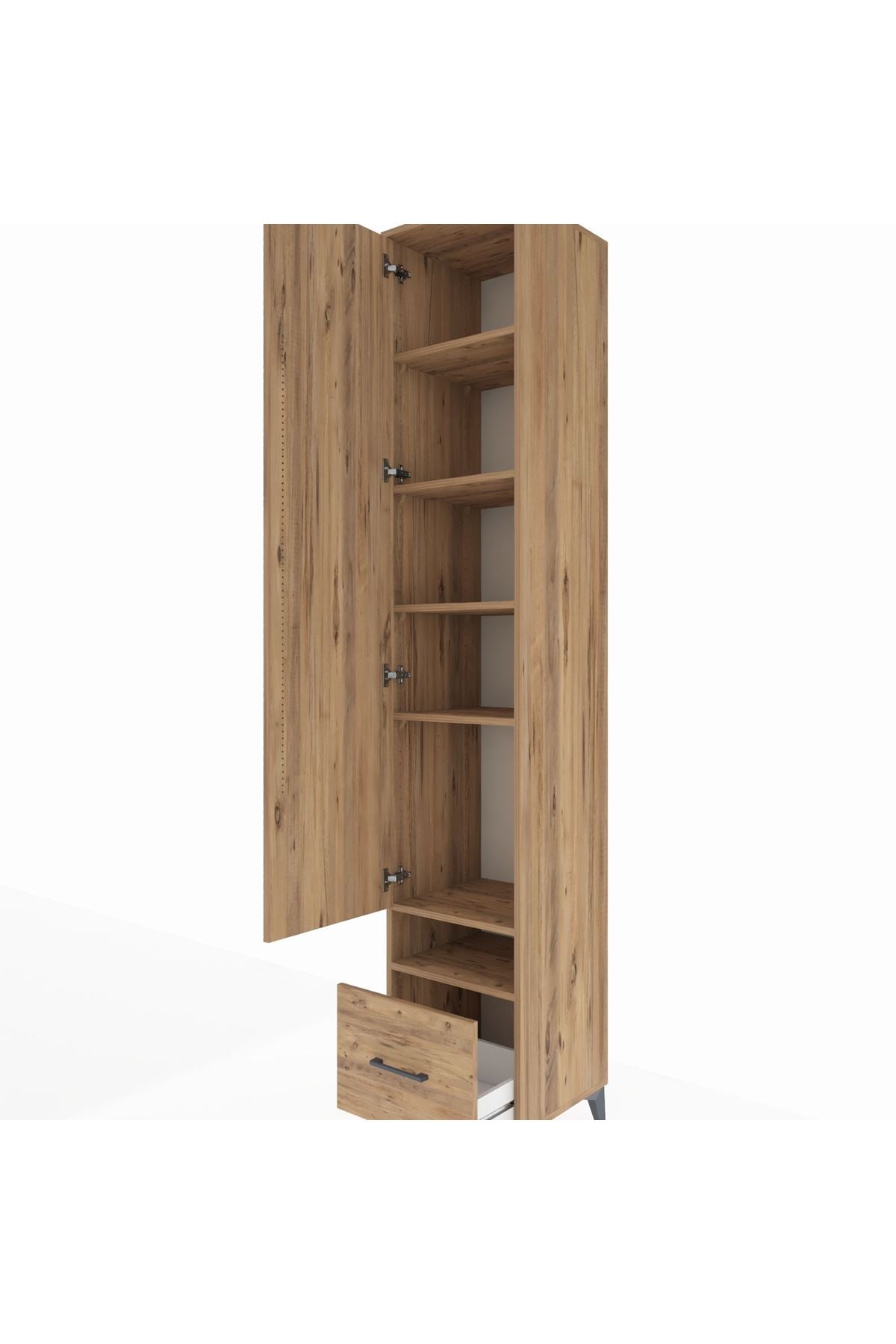 Hyperion Dolap 6 Raflı Tek Çekmeceli Tek Kapaklı 44x44x243 Çam-Çam