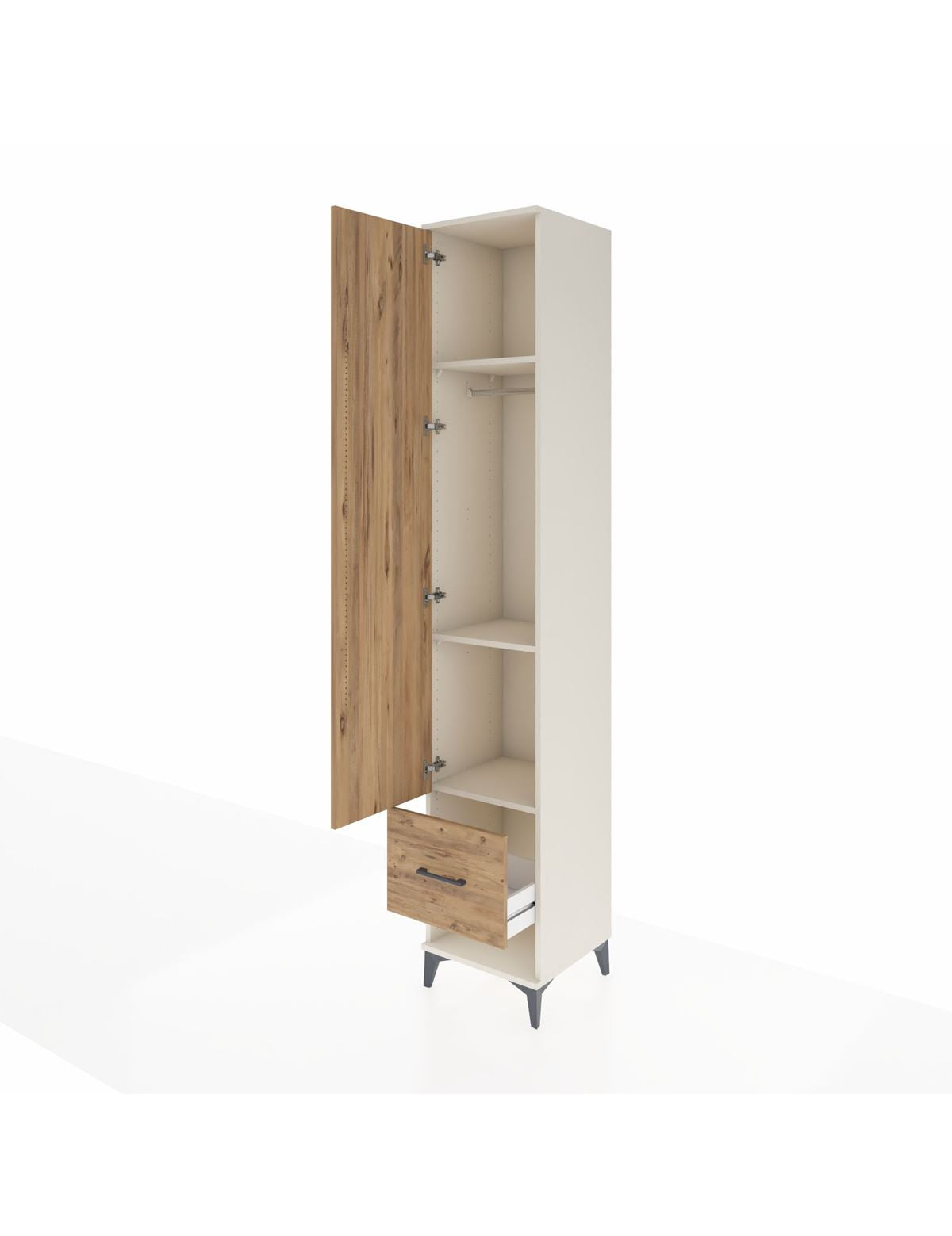 Hyperion Dolap 3 Raflı Tek Çekmeceli Tek Askılı 44x44x243 - S64M055V3B