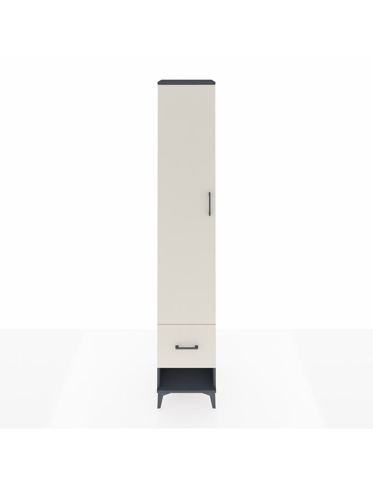 Hyperion Dolap 3 Raflı Tek Çekmeceli Tek Askılı 44x44x243 Antrasit-Aytaşı
