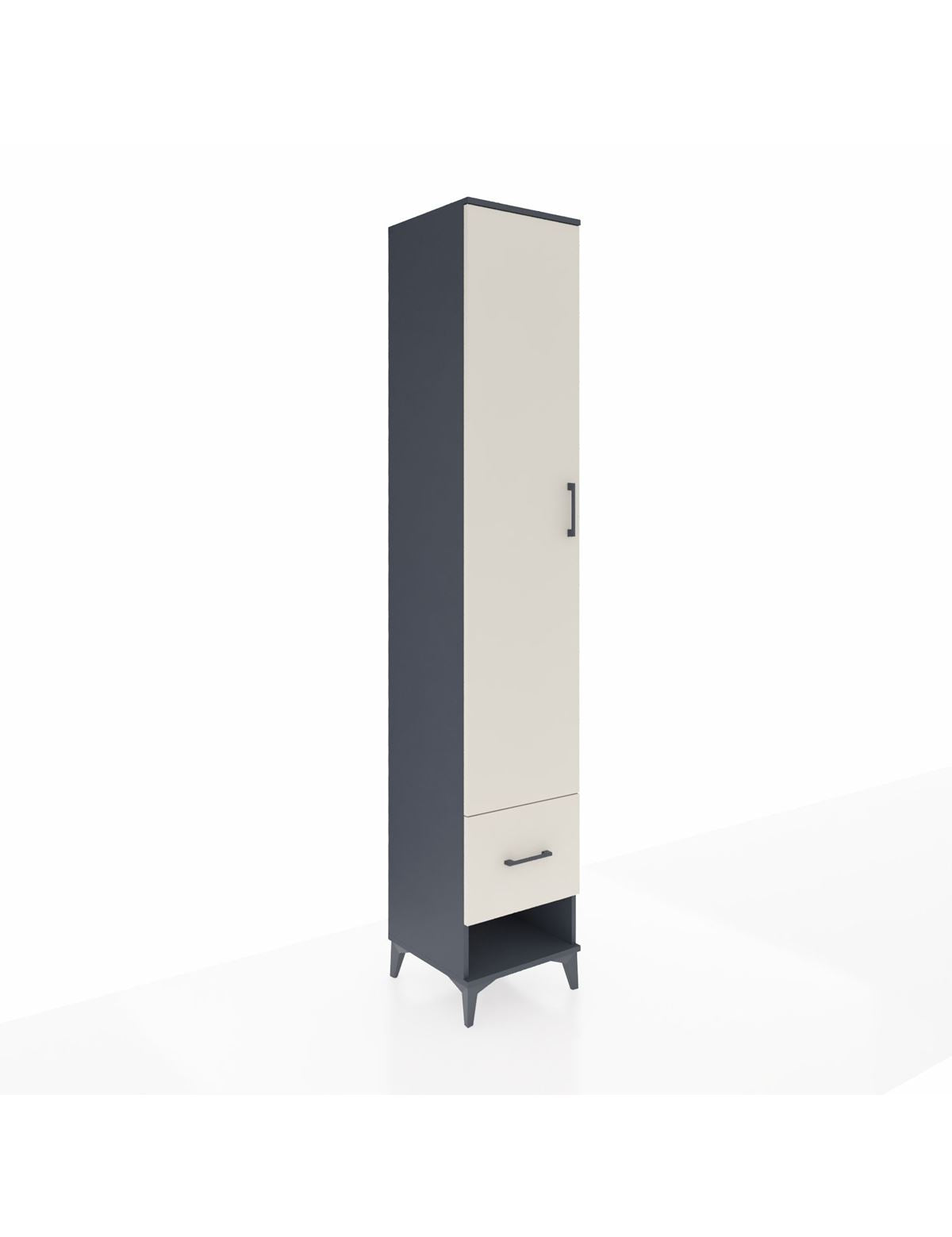 Hyperion Dolap 3 Raflı Tek Çekmeceli Tek Askılı 44x44x243 Antrasit-Aytaşı