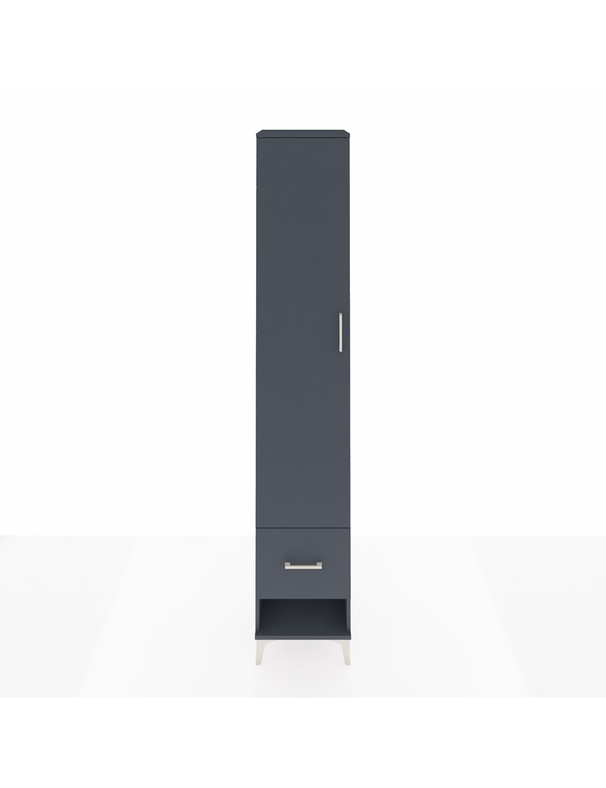 Hyperion Dolap 3 Raflı Tek Çekmeceli Tek Askılı 44x44x243 Antrasit-Antrasit