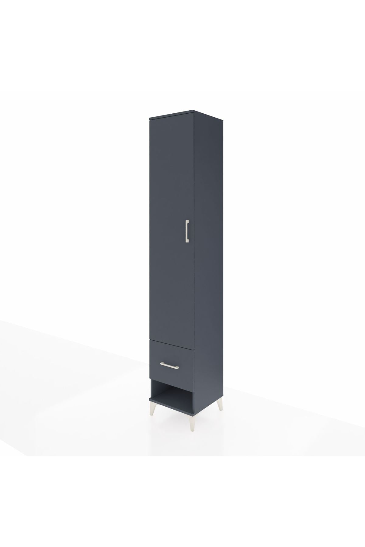Hyperion Dolap 3 Raflı Tek Çekmeceli Tek Askılı 44x44x243 Antrasit-Antrasit