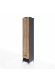 Hyperion Dolap 3 Raflı Tek Çekmeceli Tek Askılı 44x44x243 Antrasit-Çam