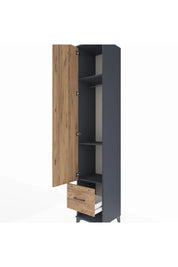 Hyperion Dolap 3 Raflı Tek Çekmeceli Tek Askılı 44x44x243 Antrasit-Çam